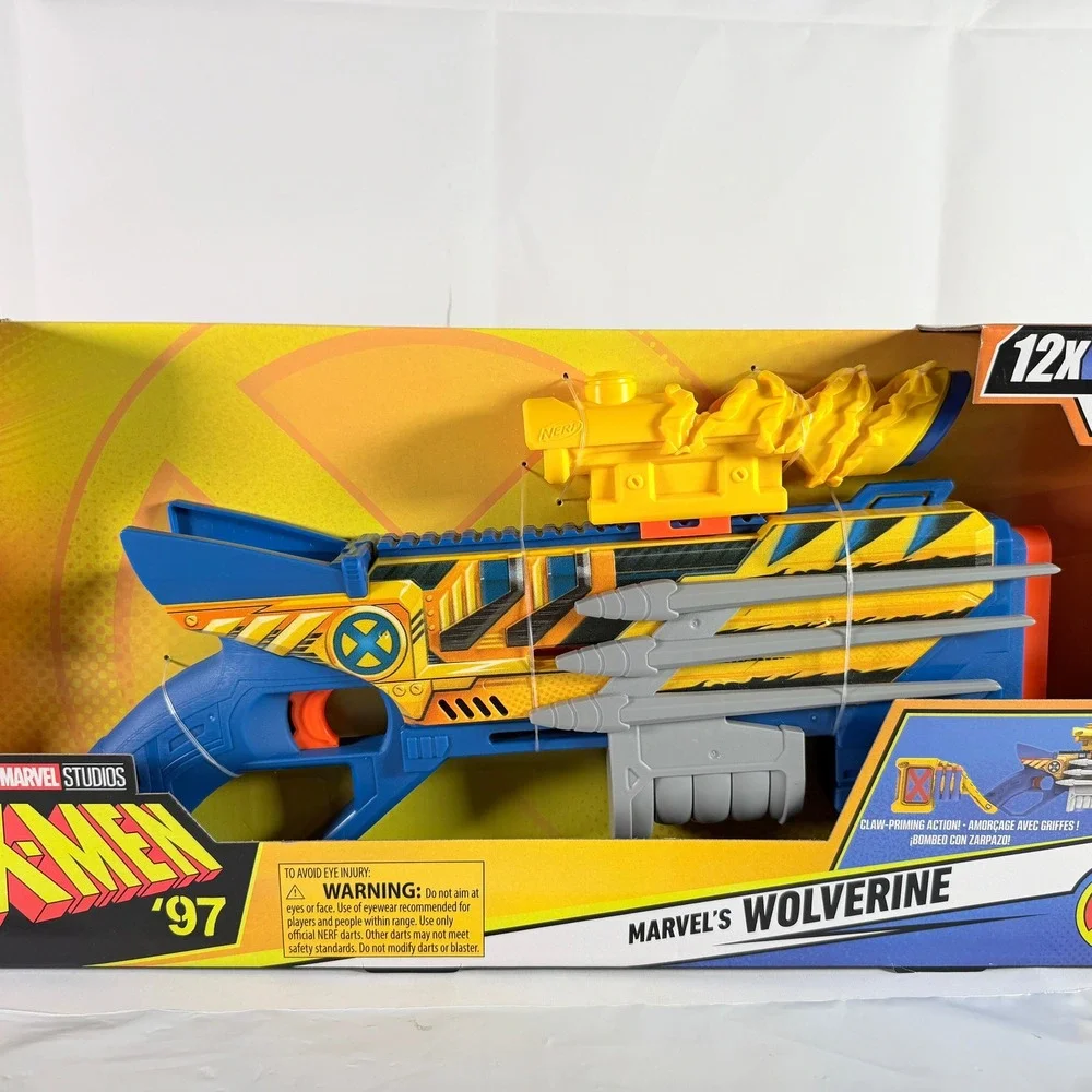 Nerf Elite Marvel X-Men '97 Wolverine Blaster Claw Pump Action Toy 12 Darts